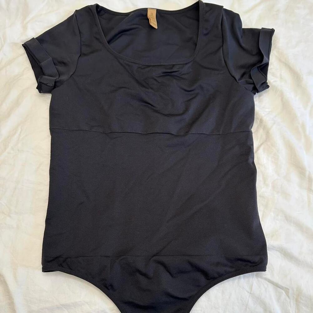 Shapellx Black Shapewear Bodysuit 3XL/4XL Short Sleeve Tummy Control